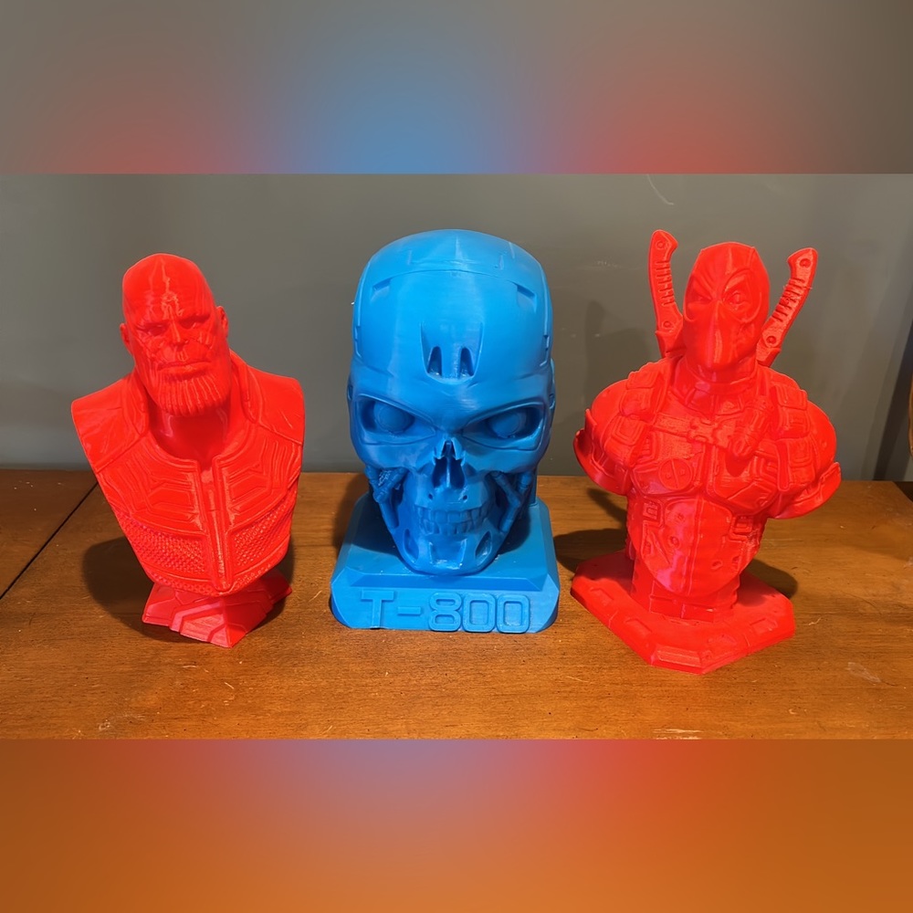 3D printed figurines.